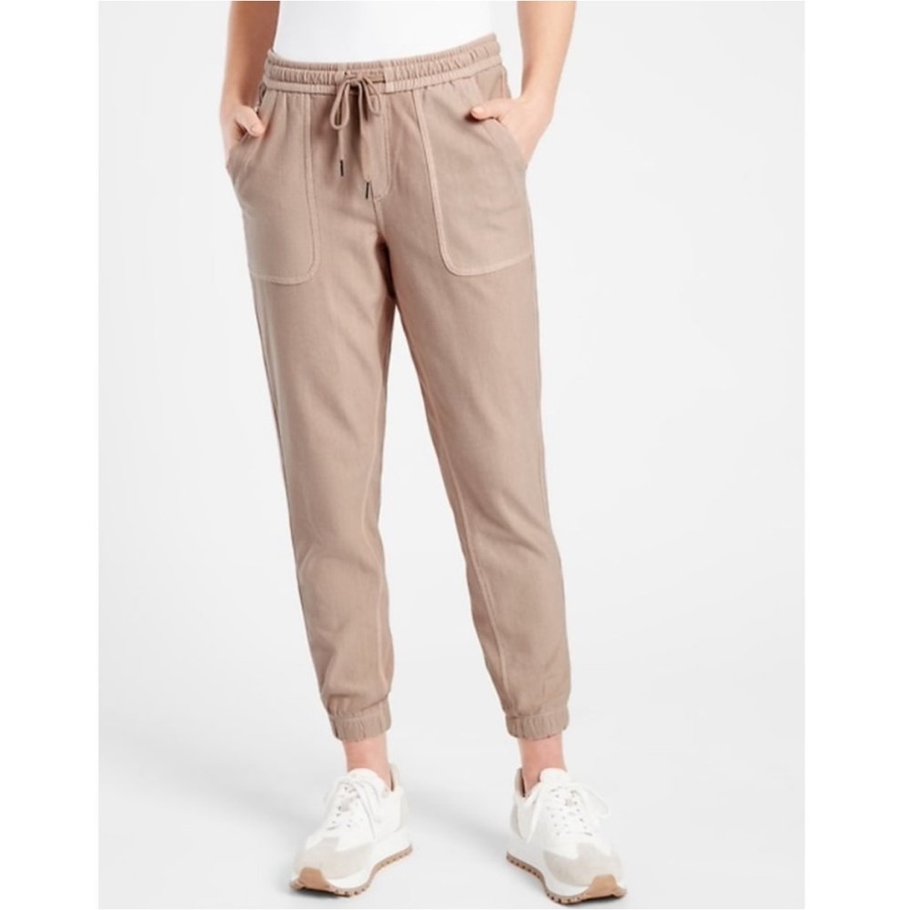 ATHLETA MOCHA LATTE ELASTIC WAIST FARALLON JOGGER PANTS